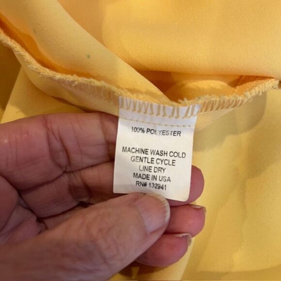 Amanda Uprichard Martinique Dress Yellow Crepe Wrap Look Flutter Sleeve Size S - Picture 10 of 14
